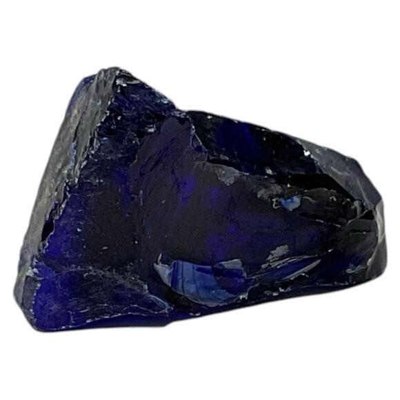 Cobalt Black Art Glass Cullet Glowing Manganese Slag Glass #5GX65 - Picture 4 of 7